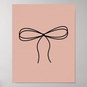 Minimalistische Bow Line Art auf Peach Poster