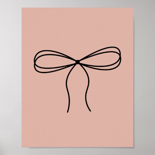 Minimalistische Bow Line Art auf Peach Poster (Vorne)
