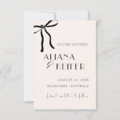 Minimalistische Bow Whimsical Retro Foto Hochzeit Save The Date (Rückseite)