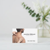 Minimalistische Braun- und Weißmassage Visitenkarte (Stehend Vorderseite)