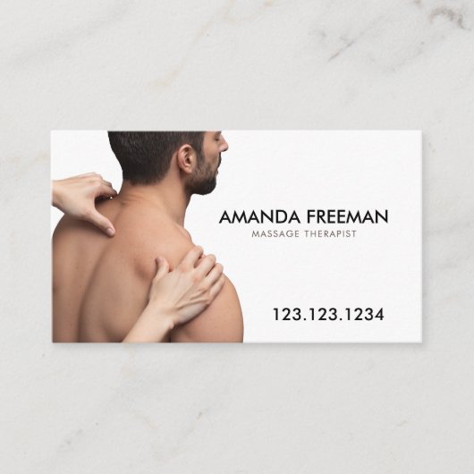 Minimalistische Braun- und Weißmassage Visitenkarte (Vorderseite)