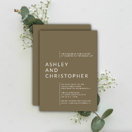 Minimalistische braune Abgeschiedene Namen Hochzei Einladung