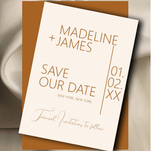 Minimalistische braune beige Save the Dates  Einladung