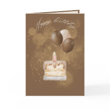 Minimalistische braune Happy-Birthday-Grußkarte