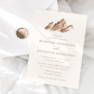Minimalistische braune Hochzeit in den Bergen Einladung