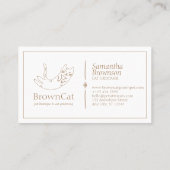 Minimalistische braune Katze Zeichnend Design für  Visitenkarte (Rückseite)