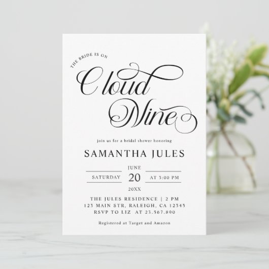 Minimalistische Braut ist auf Cloud Nine Brautpart Einladung (Stehend Vorderseite)