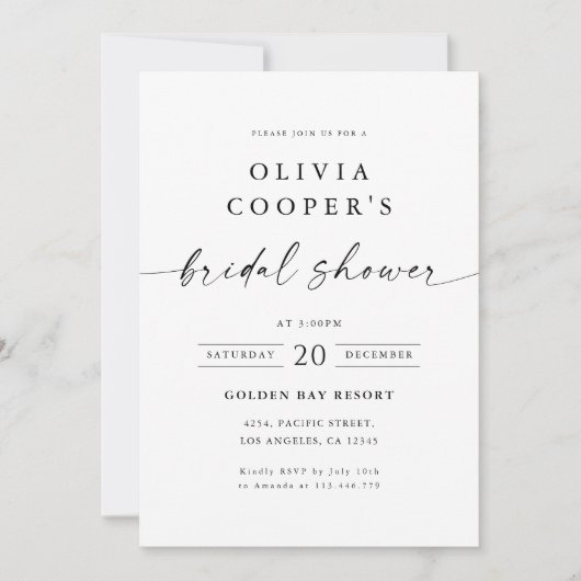 Minimalistische Brautdusche Einladung (Vorderseite)