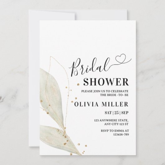 Minimalistische Brautdusche Einladung Modernes Ele (Vorderseite)