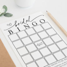 Minimalistische Brautparty Bingo Game Card