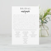 Minimalistische Brautparty Word Search Game Card Einladung (Stehend Vorderseite)
