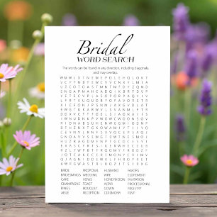 Minimalistische Brautparty Word Search Game Card Einladung