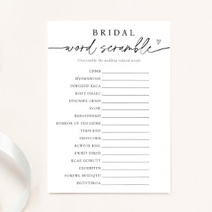 Minimalistische Bridal Word Scramble Game Card Einladung