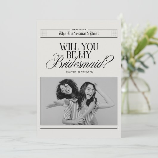 Minimalistische Bridesmaid-Ausschreibung Einladung (Stehend Vorderseite)