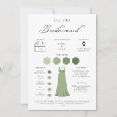 Minimalistische Bridesmaid Brautparty Info Card Einladung (Vorderseite)