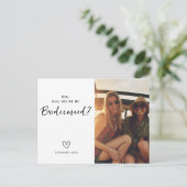 Minimalistische Bridesmaid-Vorschlag frage Postkar Postkarte (Stehend Vorderseite)