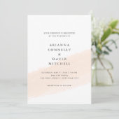 Minimalistische Brust| Blush Pink Stripe Hochzeit Einladung (Stehend Vorderseite)