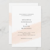 Minimalistische Brust| Blush Pink Stripe Hochzeit Einladung (Vorne/Hinten)