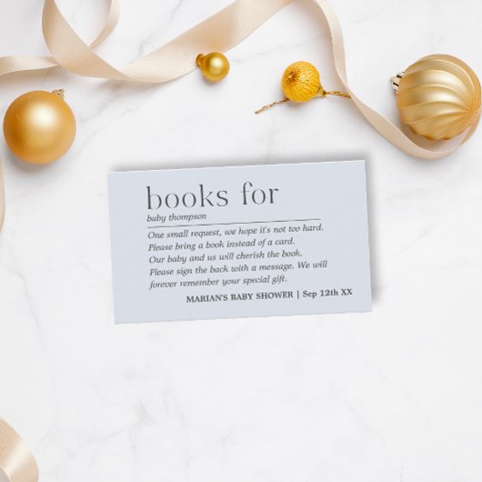 Minimalistische Buben mit blauen Büchern für Baby Begleitkarte