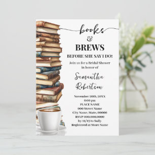 Minimalistische Bücher & Brauerei Kaffee Brautpart Einladung