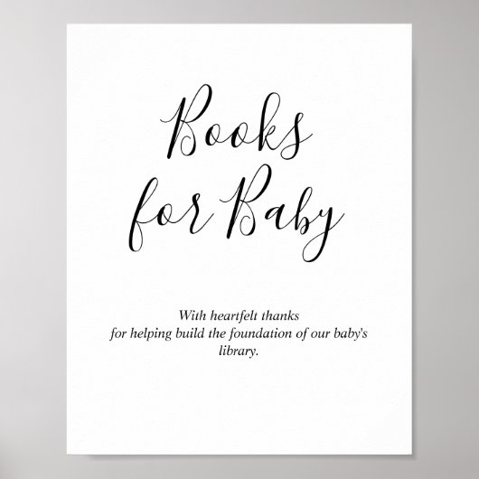 Minimalistische Bücher für Babydusche Poster (Vorne)