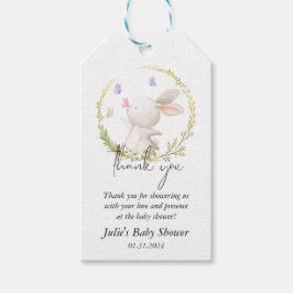 Minimalistische Bunny and Butterflies Babydusche Geschenkanhänger