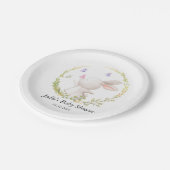 Minimalistische Bunny and Butterflies Babydusche Pappteller (Schrägansicht)