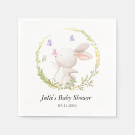 Minimalistische Bunny and Butterflies Babydusche Serviette