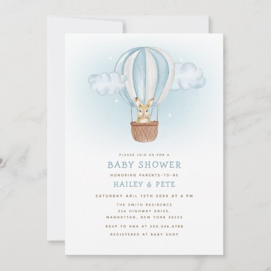 Minimalistische Bunny Balloon Mommy To Bee Baby Sh Einladung (Vorderseite)