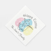 Minimalistische Bunny Line Art Ostereier Frühjahr Serviette (Ecke)