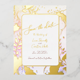 Minimalistische bunte Wasserfarbe-Folie Save the D Folie Einladungspostkarte