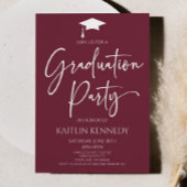 Minimalistische Burgund Elegant Graduation Party Einladung
