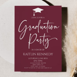 Minimalistische Burgund Elegant Graduation Party Einladung