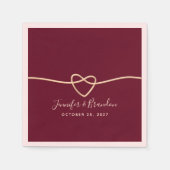 Minimalistische Burgund-Kalligrafie Hochzeit von N Serviette (Vorderseite)