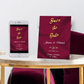 Minimalistische Burgund und Gold Boho Rustikale Ho Save The Date