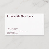 Minimalistische Burgunder vor und zurück Personali Visitenkarte (Vorderseite)