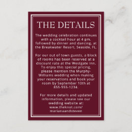 Minimalistische Burgunderdetails der modernen Gren Begleitkarte