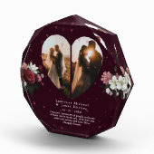 Minimalistische Burgundy Custom Heart Form Paare Fotoblock (Rechts)
