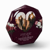 Minimalistische Burgundy Custom Heart Form Paare Fotoblock (Links)