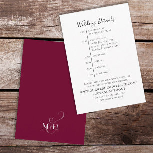 Minimalistische Burgundy Einfache Details Timeline Begleitkarte