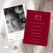 Minimalistische Burgundy Monogram-Save the Date-Ka Einladung