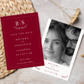 Minimalistische Burgundy Monogram-Save the Date-Ka Einladung