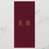 Minimalistische Burgundy Monogram Wedding Menu Car Menükarte (Rückseite)