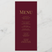 Minimalistische Burgundy Monogram Wedding Menu Car Menükarte (Vorderseite)