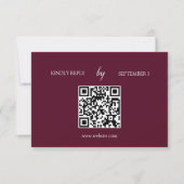 Minimalistische Burgundy QR Code Wedding RSVP Card Karte (Vorderseite)