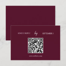 Minimalistische Burgundy QR Code Wedding RSVP Card