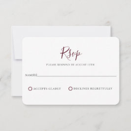 Minimalistische Burgundy Red Wedding RSVP Card Karte