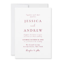 Minimalistische Burgundy Red & White Simple Weddin