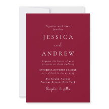 Minimalistische Burgundy Red & White Simple Weddin