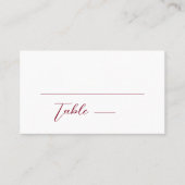 Minimalistische Burgundy Red & White Simple Weddin Platzkarte (Vorderseite)